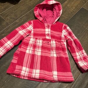 EUC Old Navy Plaid Hooded Polar Fleece Jacket